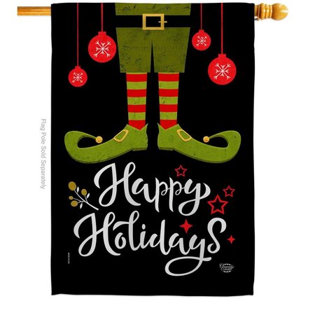 ORNAMENT COLLECTION Ornament Collection H192307-BO 28 x 40 in. Elf Happy Holidays House Flag with Winter Christmas Double-Sided Decorative Vertical Flags Decoration Banner Garden Yard Gift H192307-BO